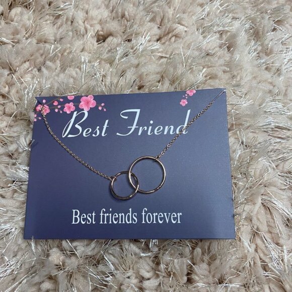 Best Friend Necklace 14K Rose Gold Filled 2 Interlocking Infinity Circles Women’ - Picture 6 of 10